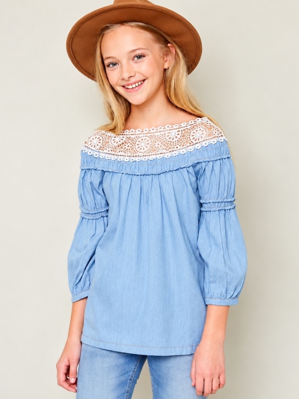 Hayden girls lace peasant blouse.